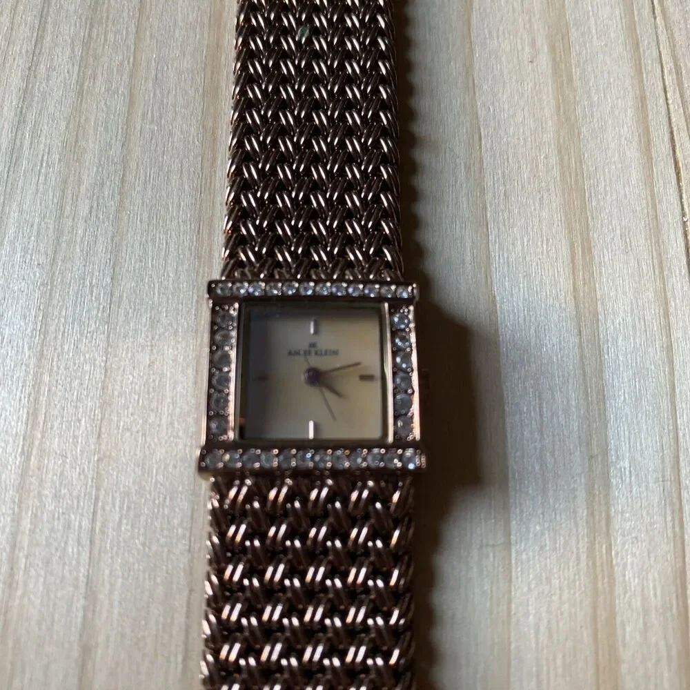 Anne Klein Mother of pearl Watch With Rhinestone Bezel New Battery